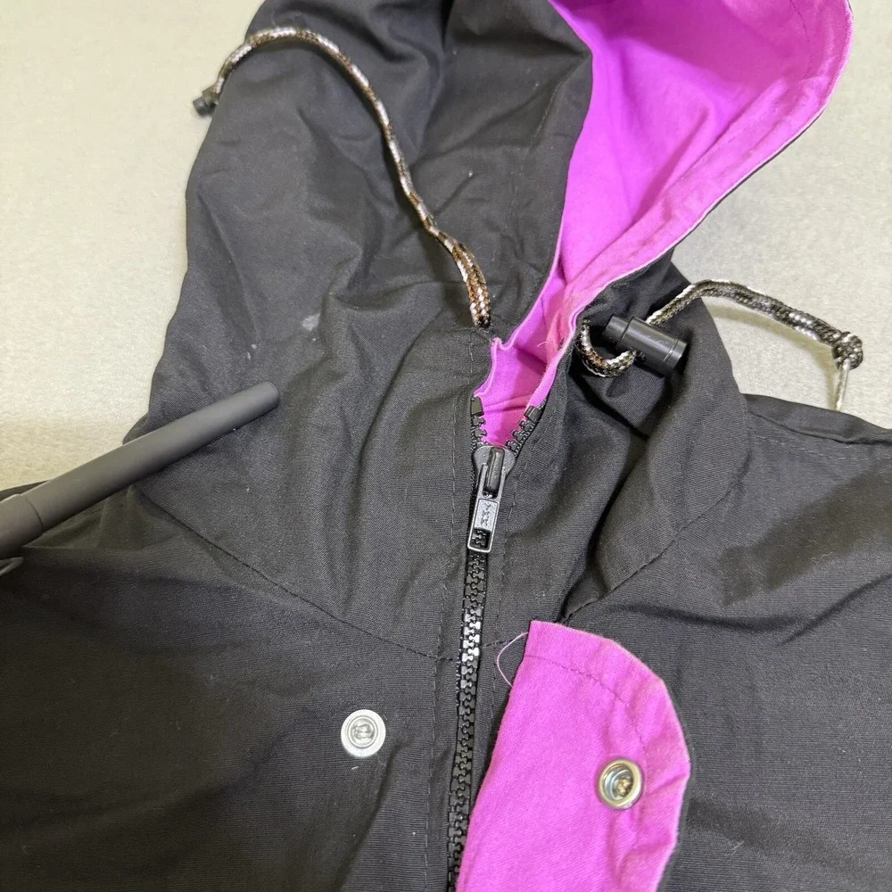 Vtg‎ Bomber Jacket Mens Large Black Hooded Full Zip Pro Fit Union USA 90s Custom